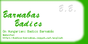 barnabas badics business card